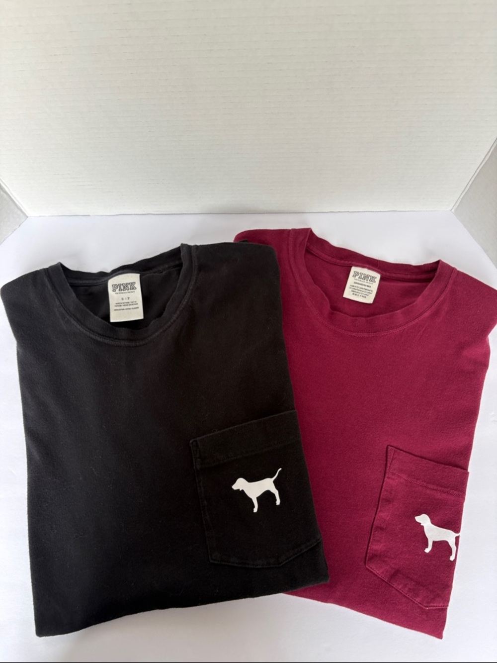 PINK Pocket Tee Set — Black & Deep Raspberry
